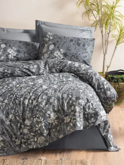 Renforcé-Bettwäsche-Set in Grau