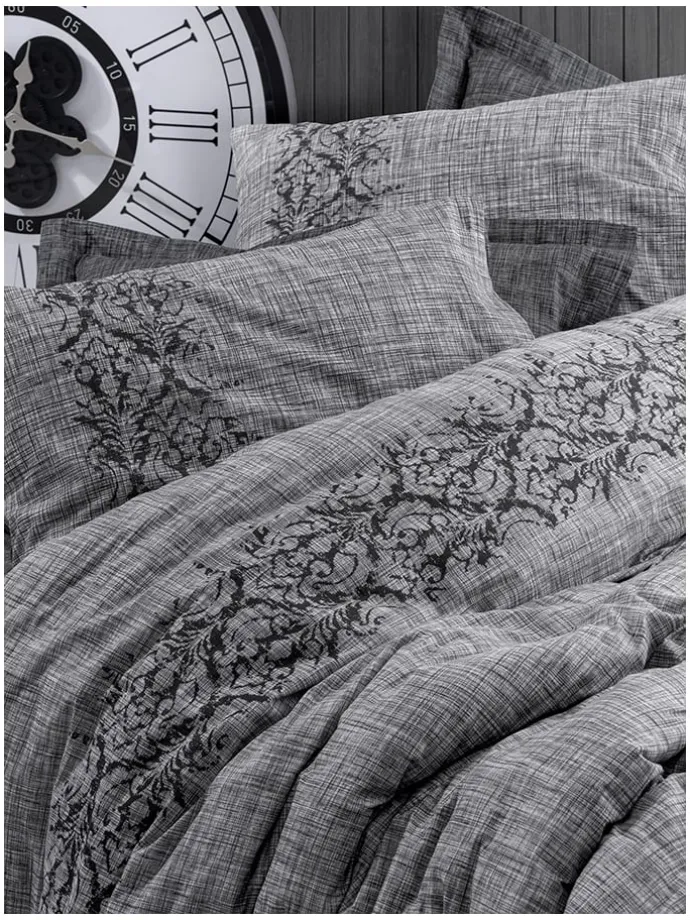 Renforcé-Bettwäsche-Set in Grau