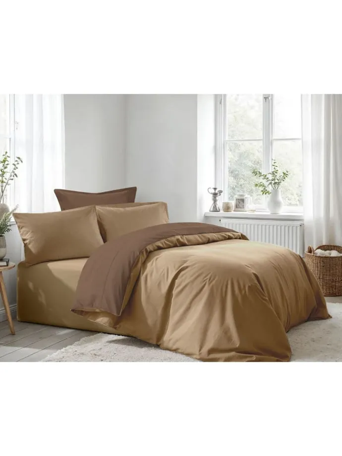 Renforcé-Bettwäsche-Set in Hellbraun