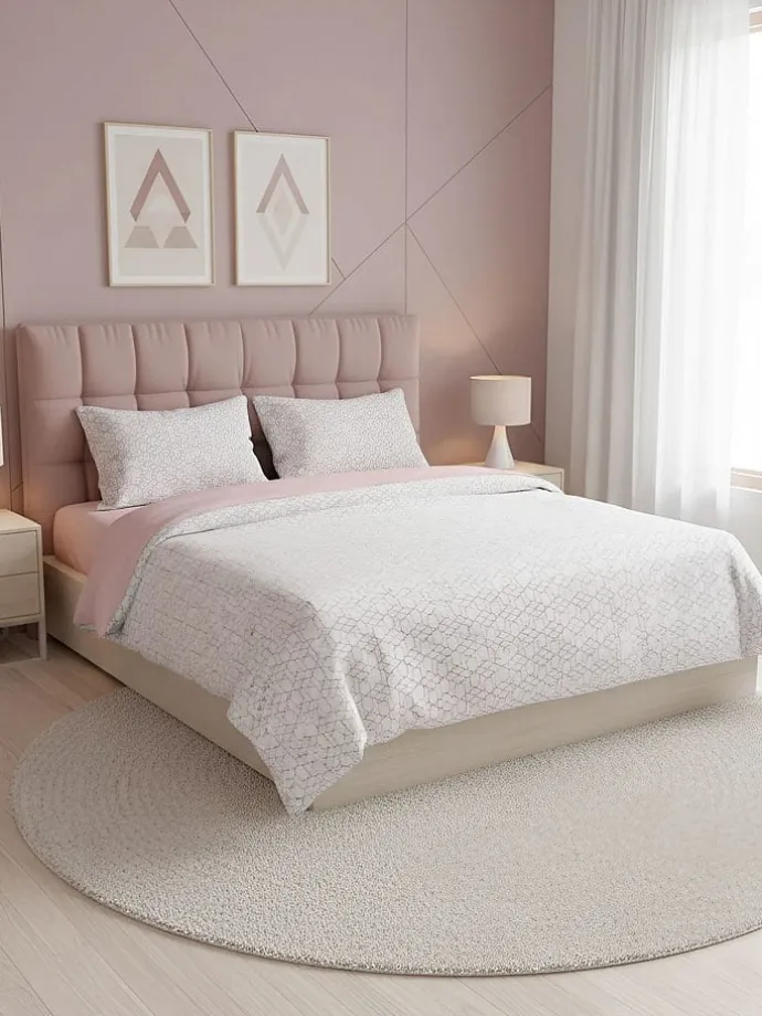 Renforcé-Bettwäsche-Set in Weiß/ Rosa