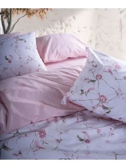 Renforcé-Bettwäsche-Set ''Lima'' in Weiß/ Rosa