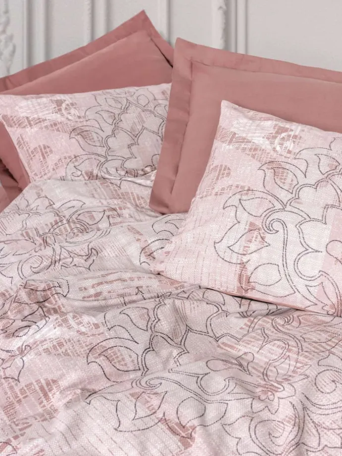 Renforcé-Bettwäsche-Set "Livara" in Rosa/ Weiß