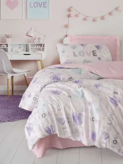 Renforcé-Bettwäsche-Set "Lovella" in Weiß/ Lila