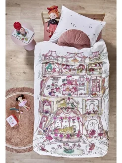 Renforcé-Bettwäsche-Set "Mousehouse" in Weiß/ Rosa