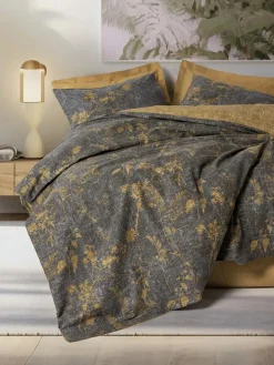 Renforcé-Bettwäsche-Set "Yadawa" in Grau/ Senf