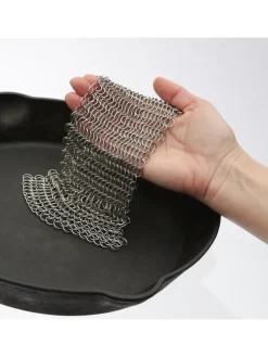 Ringreiniger für Gusseisen Feuertöpfe Netzreiniger 20x20cm in silber