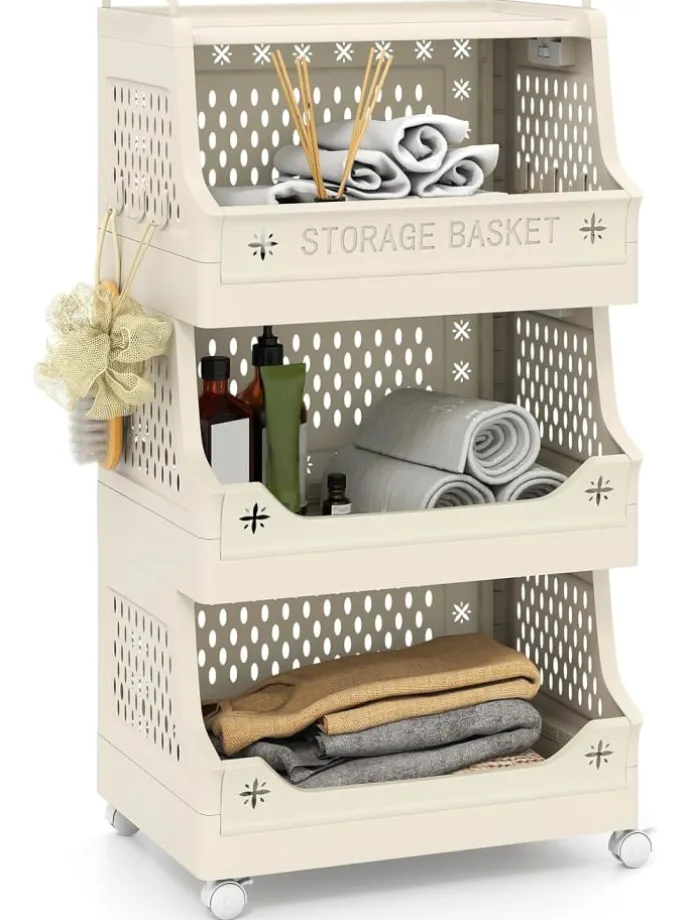 Rollwagen faltbar 44,5 x 30 x 74,5 cm in Beige