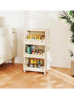 Rollwagen faltbar 44,5 x 30 x 74,5 cm in Beige