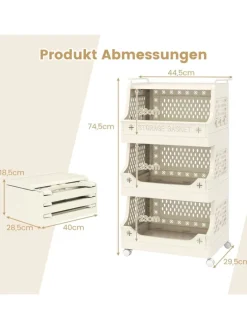 Rollwagen faltbar 44,5 x 30 x 74,5 cm in Beige