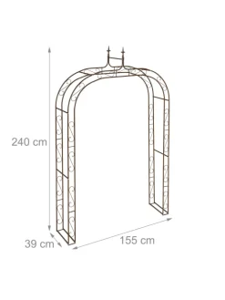 Rosenbogen in Braun - (B)155 x (H)240 x (T)39 cm