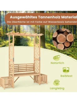 Rosenbogen mit Bank in Hellbraun