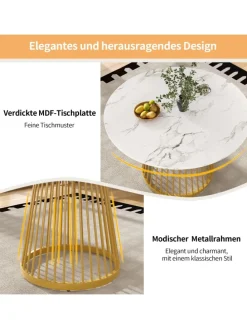 Runder Esstisch in Gold 80x80x76 cm mit Metallbeinen