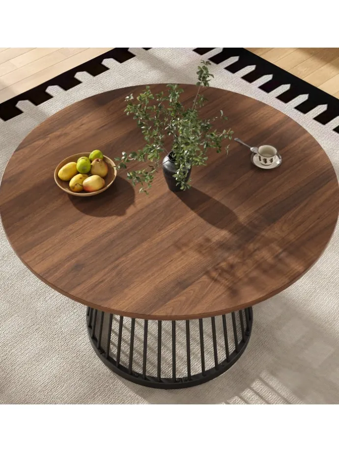 Runder Esstisch in Schwarz 80x80x76 cm mit Metallbeinen