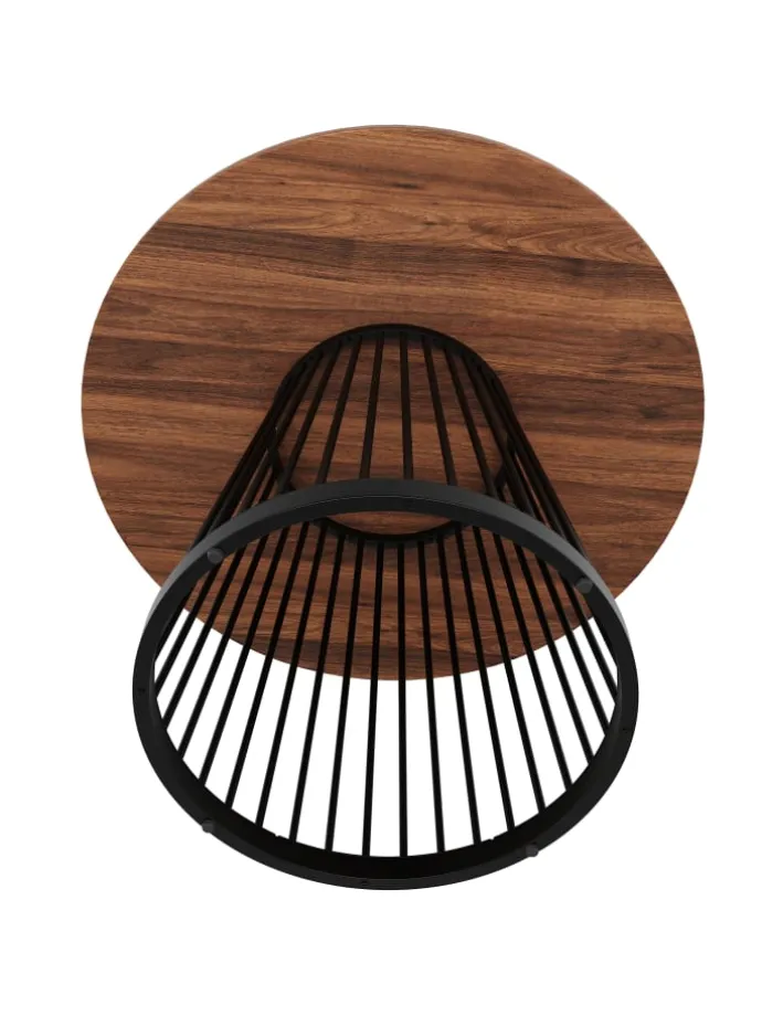 Runder Esstisch in Schwarz 80x80x76 cm mit Metallbeinen