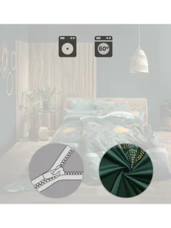 Satin Wendebettwäsche in grün