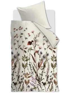 Satin-Bettwäsche-Set ''Dry Flowers'' in Creme/ Bunt