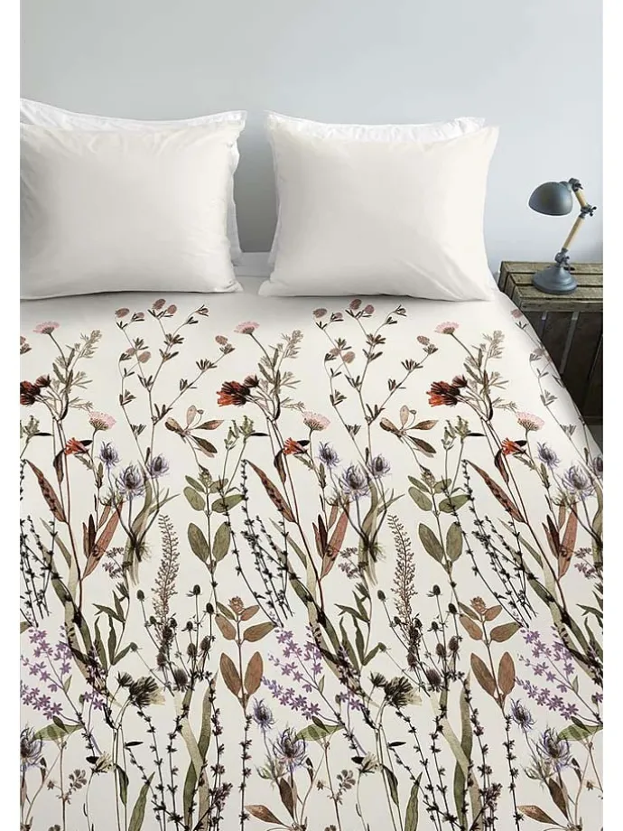 Satin-Bettwäsche-Set ''Dry Flowers'' in Creme/ Bunt