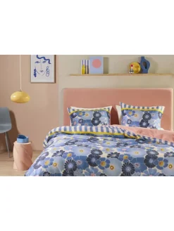 Satin-Bettwäsche-Set ''Nica'' in Blau