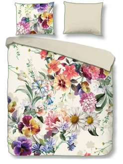 Satin-Bettwäsche-Set "Novara" in Beige/ Bunt