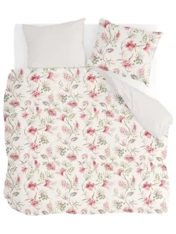 Satin-Bettwäscheset "Spring Beauty" in Beige/ Rosa/ Grün