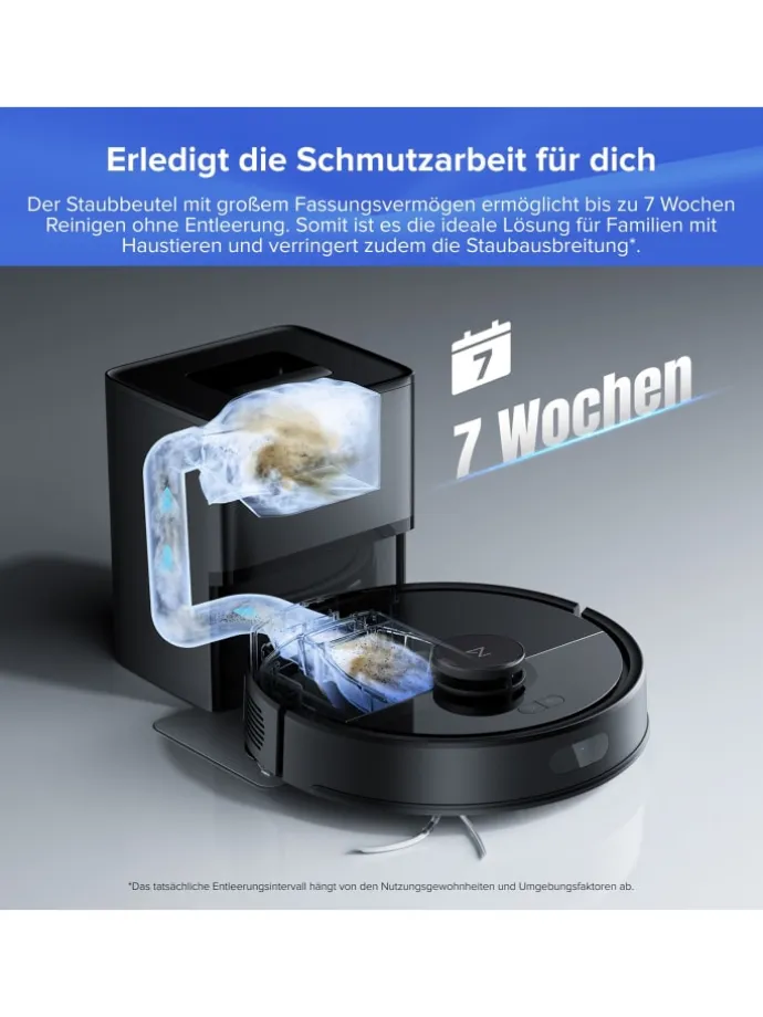 Saugroboter Q7 BF+ in Schwarz, 8000 Pa, Dual Anti-Tangle-System