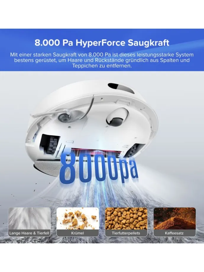 Saugroboter Q7 BF+ in Weiß, 8000 Pa, Dual Anti-Tangle-System