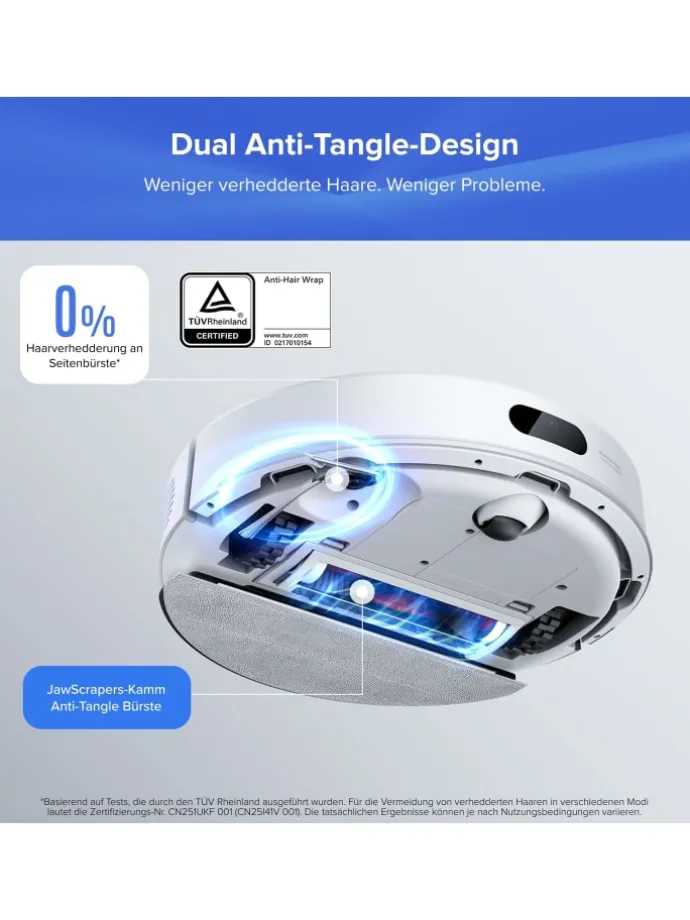 Saugroboter Q7 BF+ in Weiß, 8000 Pa, Dual Anti-Tangle-System