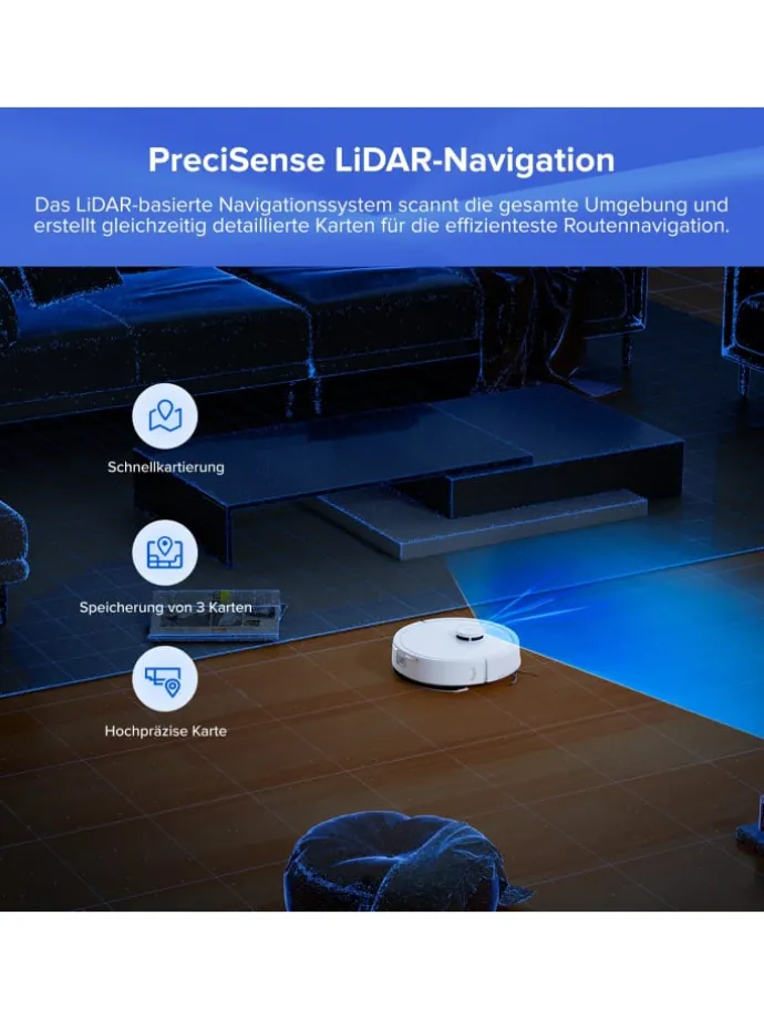 Saugroboter Q7 BF+ in Weiß, 8000 Pa, Dual Anti-Tangle-System