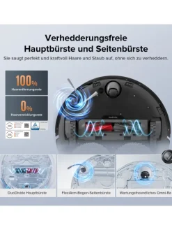 Saugroboter Qrevo Edge S5A in Schwarz, 18500Pa, Dual Anti-Tangle-System