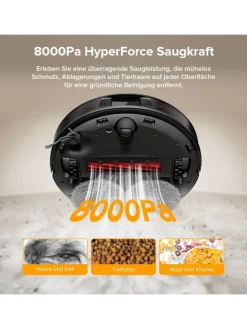 Saugroboter QV 35A in Schwarz, mit Wischfunktion&Hebarem Wischmopp, 8000Pa