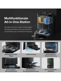 Saugroboter QV 35A in Schwarz, mit Wischfunktion&Hebarem Wischmopp, 8000Pa