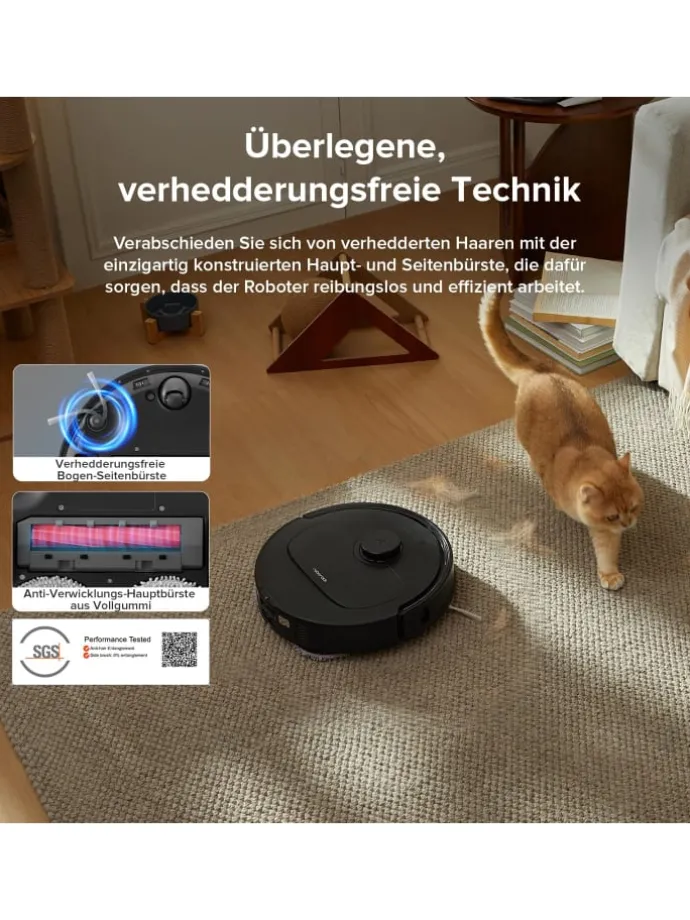 Saugroboter QV 35A in Schwarz, mit Wischfunktion&Hebarem Wischmopp, 8000Pa