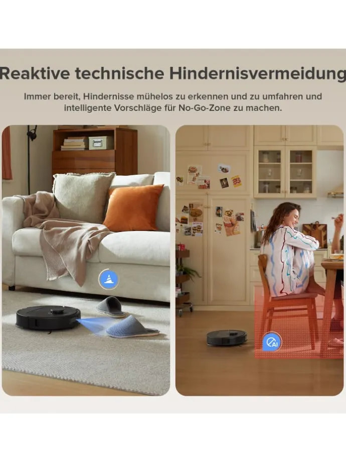 Saugroboter QV 35A in Schwarz, mit Wischfunktion&Hebarem Wischmopp, 8000Pa