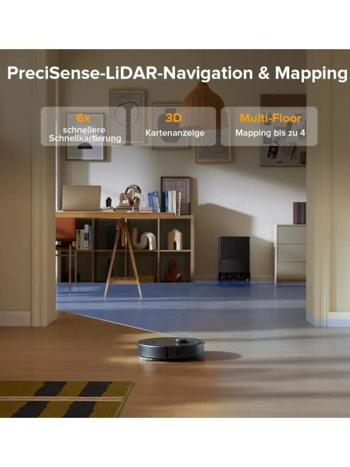 Saugroboter QV 35A in Schwarz, mit Wischfunktion&Hebarem Wischmopp, 8000Pa