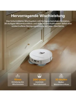 Saugroboter QV 35A in Weiß, mit Wischfunktion&Hebarem Wischmopp, 8000Pa