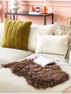 Schaffell ULURU in Braun - (W) 65 x (H) 8 x (L) 100 cm