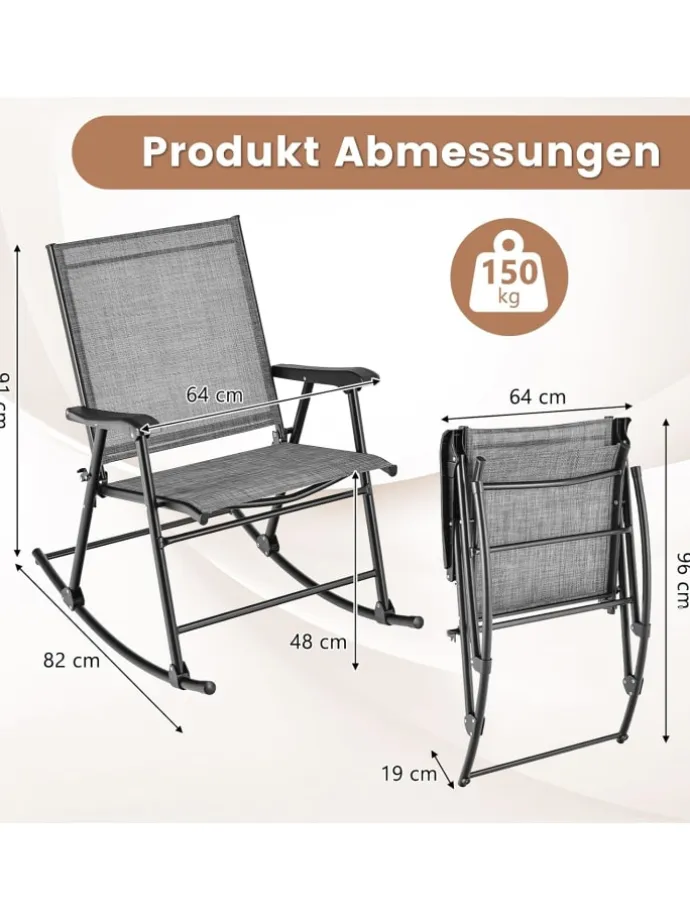 Schaukelstühle 2er Set in Grau