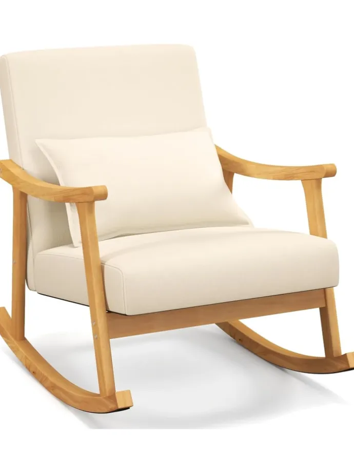 Schaukelstuhl aus Holz in Beige