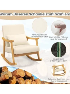 Schaukelstuhl aus Holz in Beige