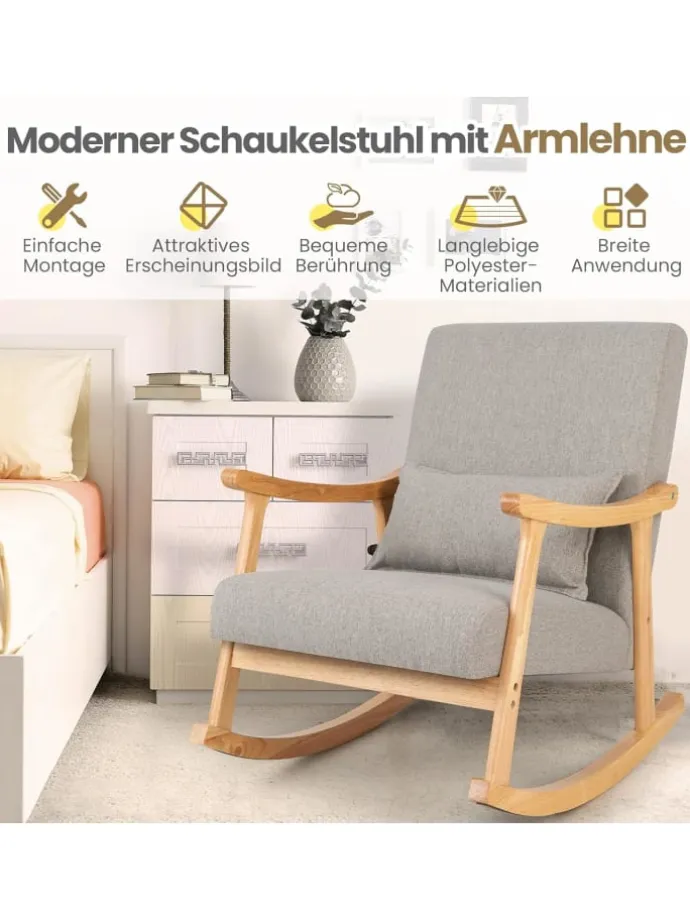 Schaukelstuhl aus Holz in Grau