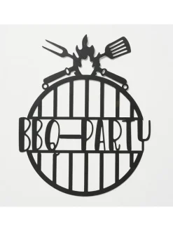 Schild "BBQ" in Schwarz - Ø 33,5 cm
