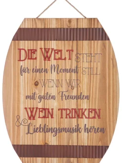 Schild "Weinfass" in Braun - (B)37 x (H)46,5 x (T)2 cm