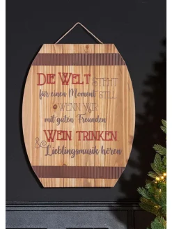 Schild "Weinfass" in Braun - (B)37 x (H)46,5 x (T)2 cm