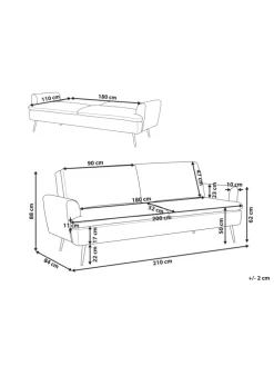 Schlafsofa VETTRE in Grün/Gold - (W) 210 x (H) 88 x (L) 84 cm