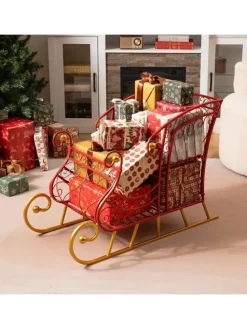 Schlitten Deko für Weihnachten in Rot