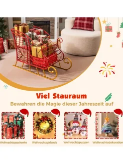 Schlitten Deko für Weihnachten in Rot