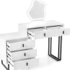 Schminktisch mit LED Spiegel & Beistellschrank in Weiß