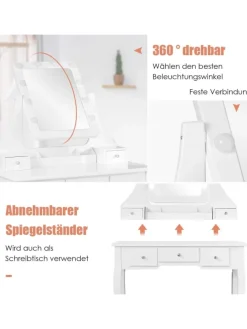Schminktisch Set LED in Weiß