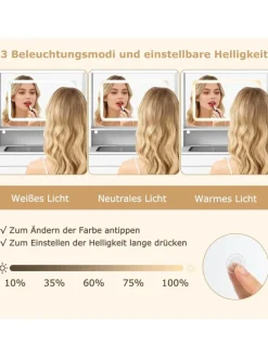 Schminktisch Set mit Steckdosen & LED in Weiß