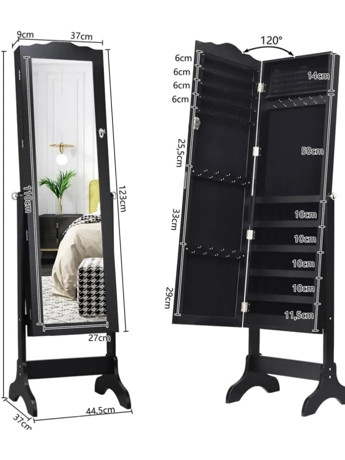 Schmuck mit Ganzkörperspiegel in Schwarz